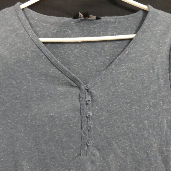 GEORGE | xs - extra small | Heather Blue Henley Short Sleeve Shirt - Picture 4 of 13